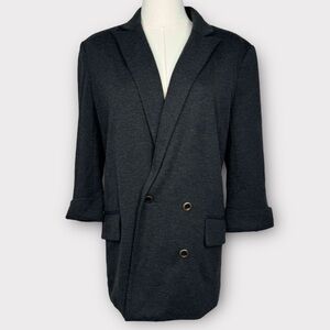 Cartonnier Gray Double Breasted Rolled Cuffs Notched Lapel Blazer Jacket Small